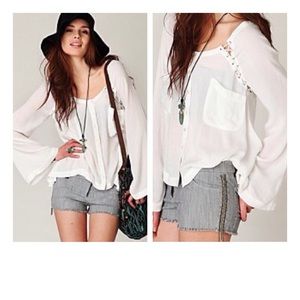 Free People Lace Up Shoulder Asymmetrical Hem Top